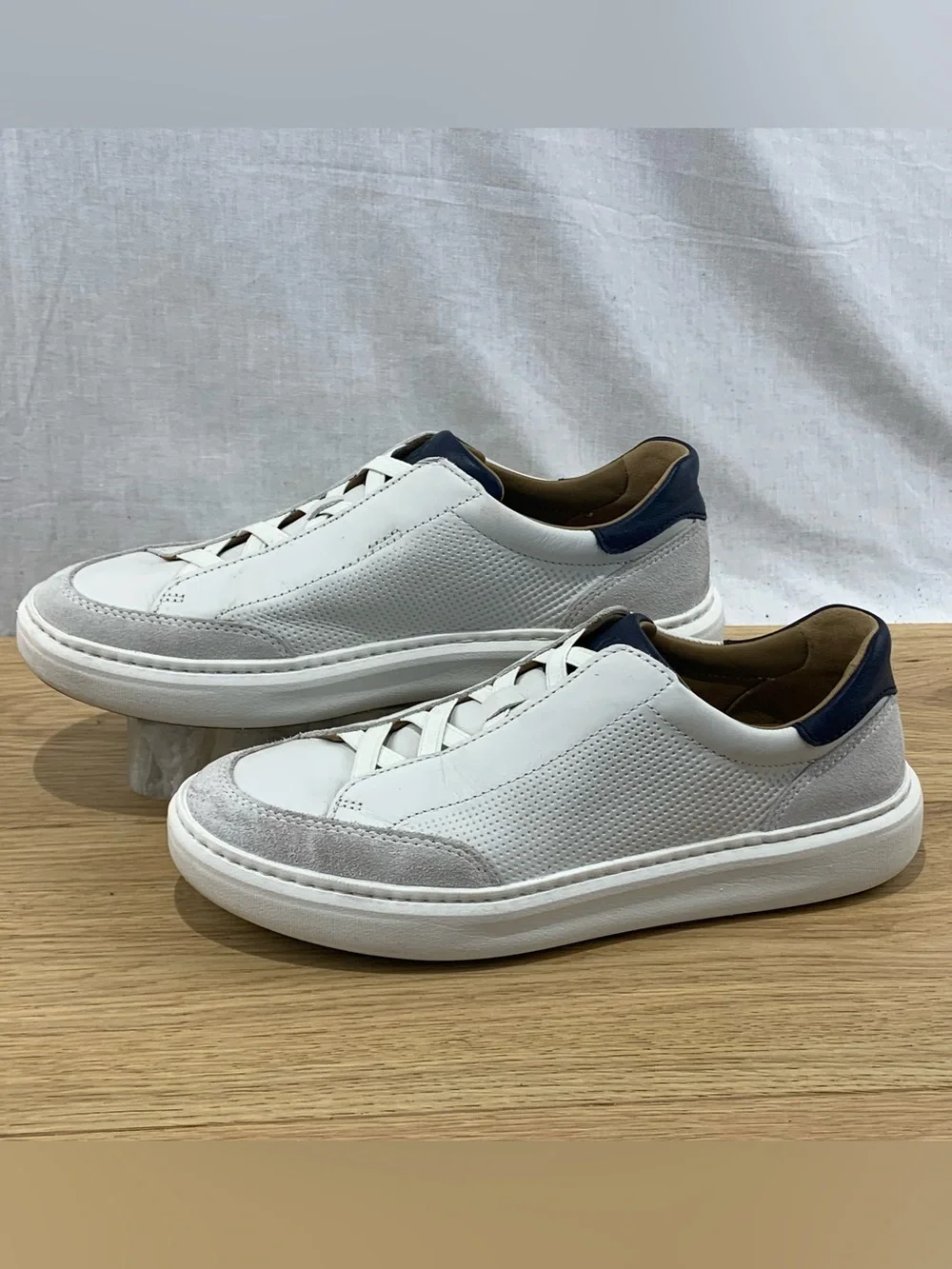 Johnston & Murphy Anders Men White Leather Suede Lace-To-Toe Sneakers Shoes Sz 9